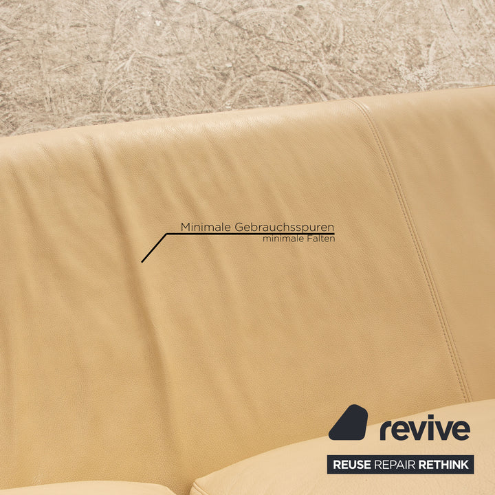 Rolf Benz 6600 Leder Dreisitzer Creme Sofa Couch