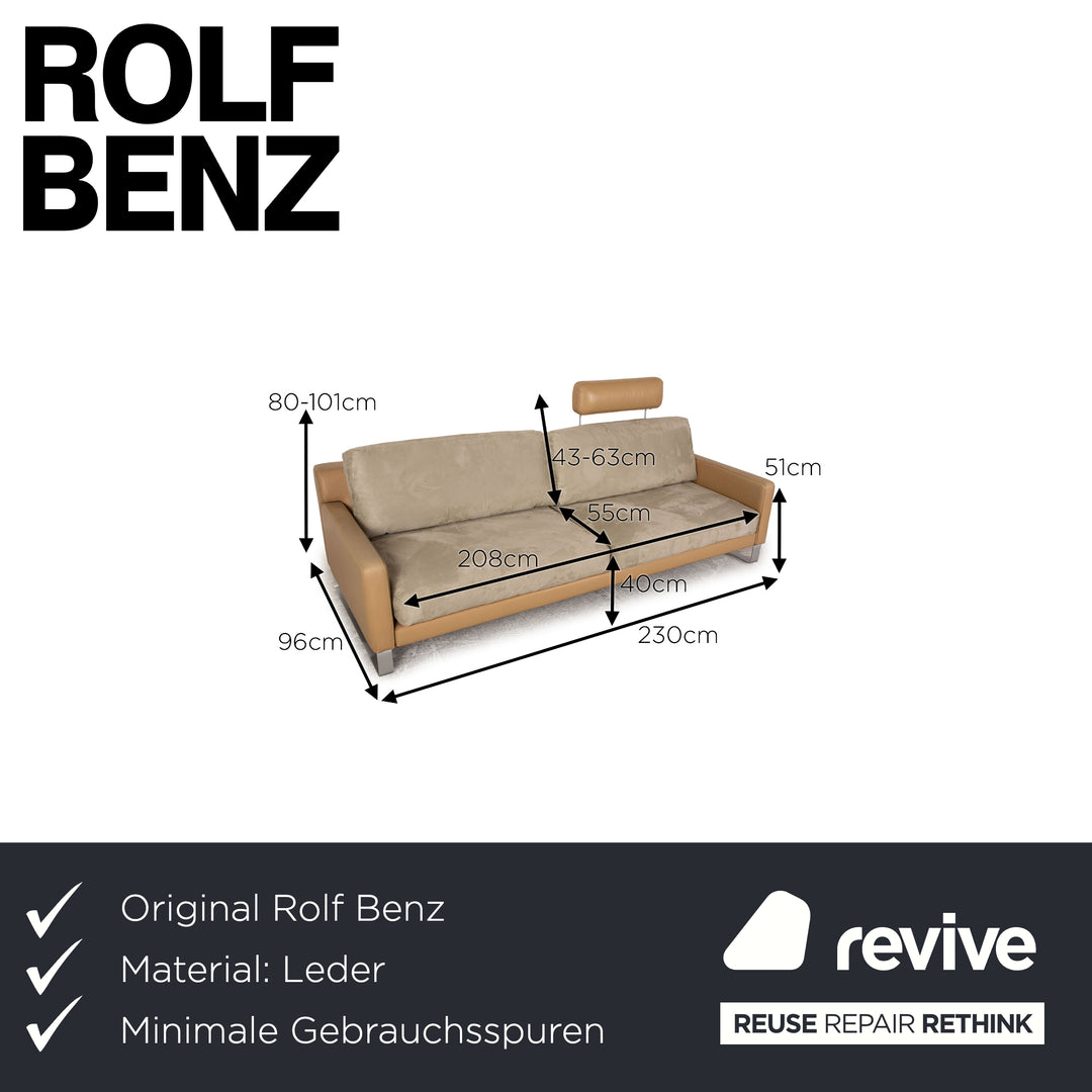 Rolf Benz Ego Leder Sofa Beige Viersitzer Couch