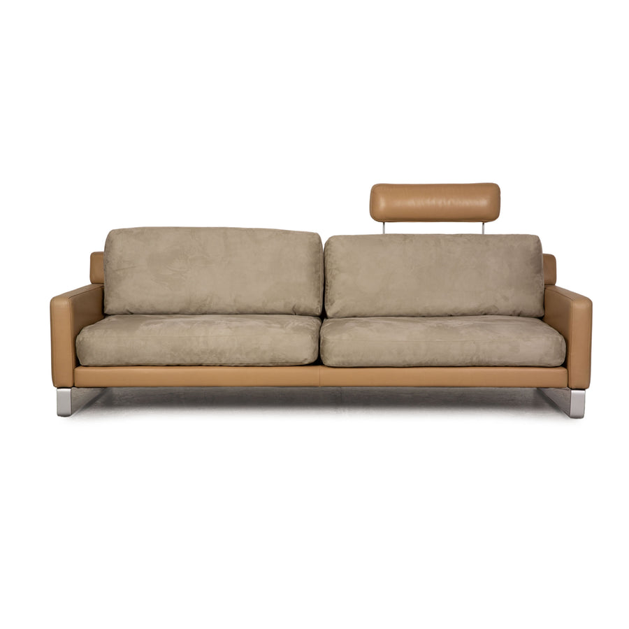 Rolf Benz Ego Leder Sofa Beige Viersitzer Couch