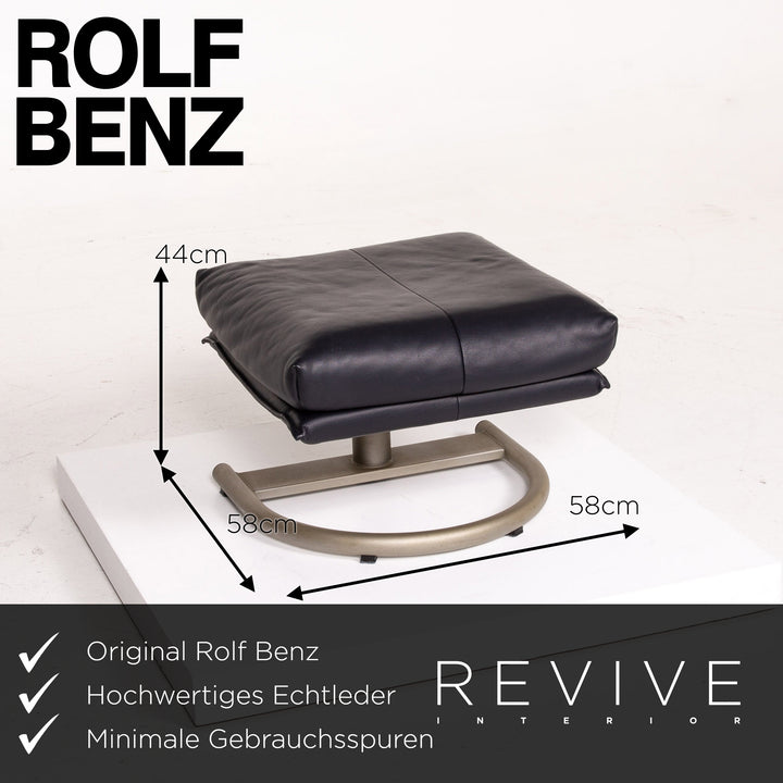 BMP Rolf Benz tabouret en cuir bleu bleu foncé pouf #14177