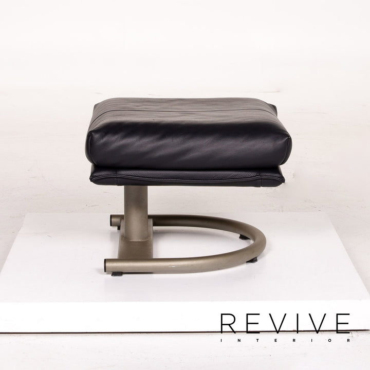 BMP Rolf Benz tabouret en cuir bleu bleu foncé pouf #14177