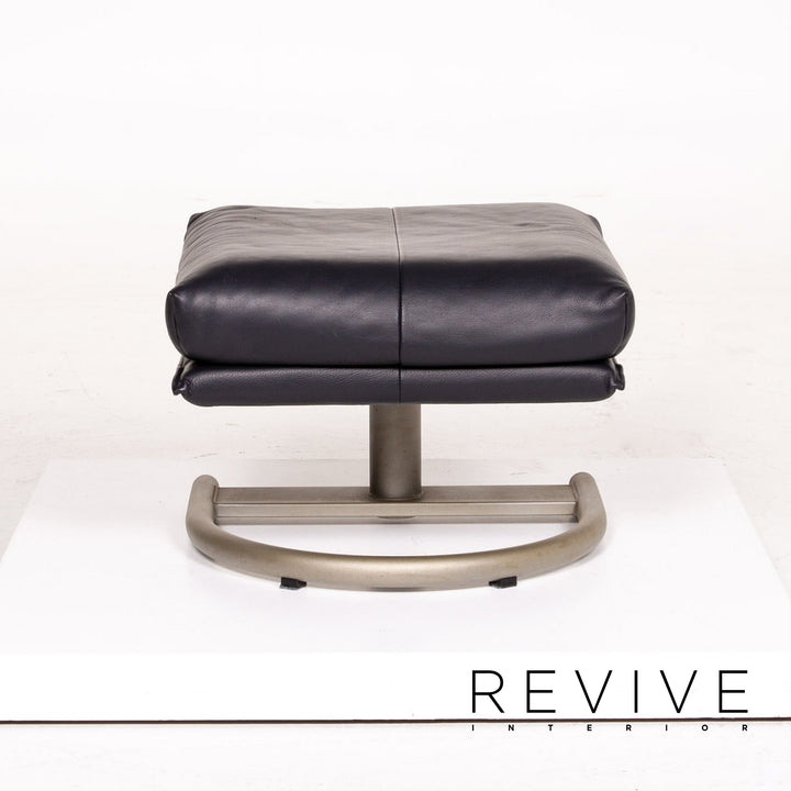 BMP Rolf Benz tabouret en cuir bleu bleu foncé pouf #14177