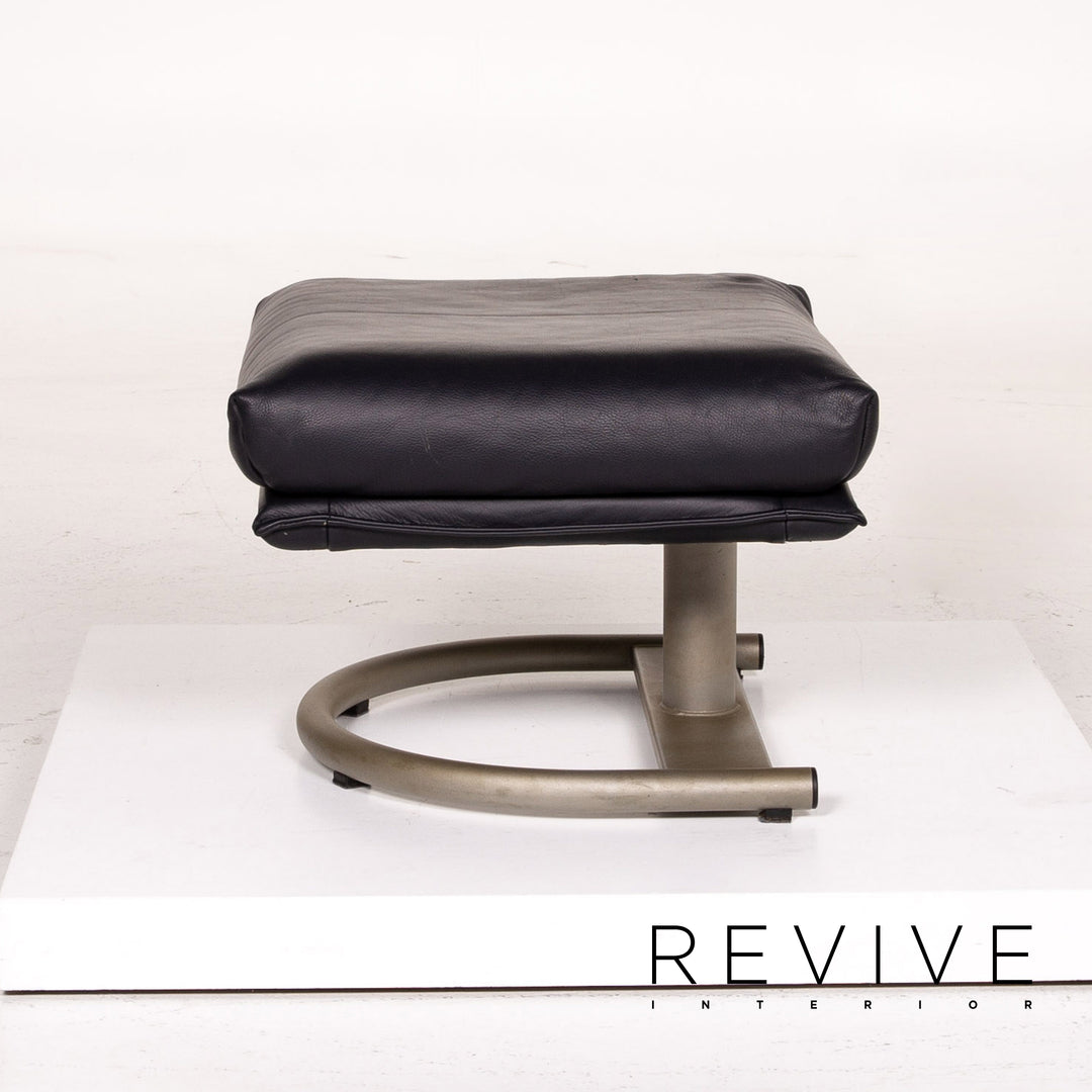 BMP Rolf Benz tabouret en cuir bleu bleu foncé pouf #14177
