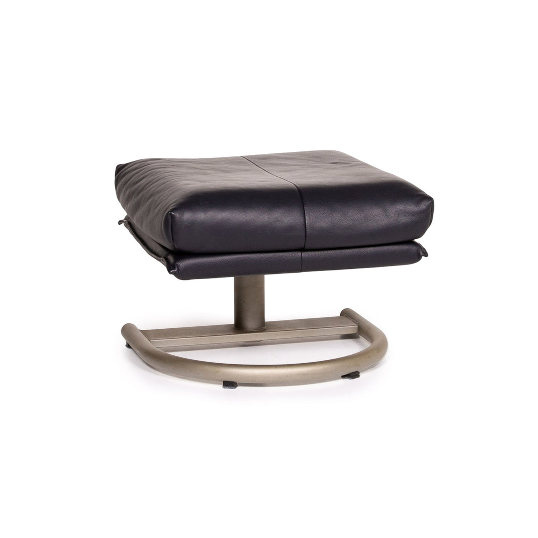 BMP Rolf Benz tabouret en cuir bleu bleu foncé pouf #14177