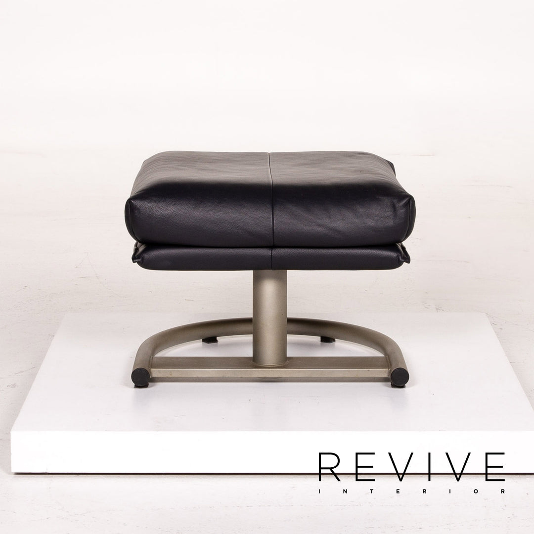 BMP Rolf Benz tabouret en cuir bleu bleu foncé pouf #14177