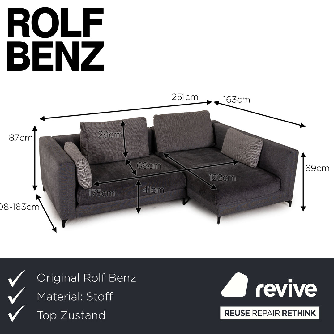 Canapé d'angle en tissu Rolf Benz Nuvola gris