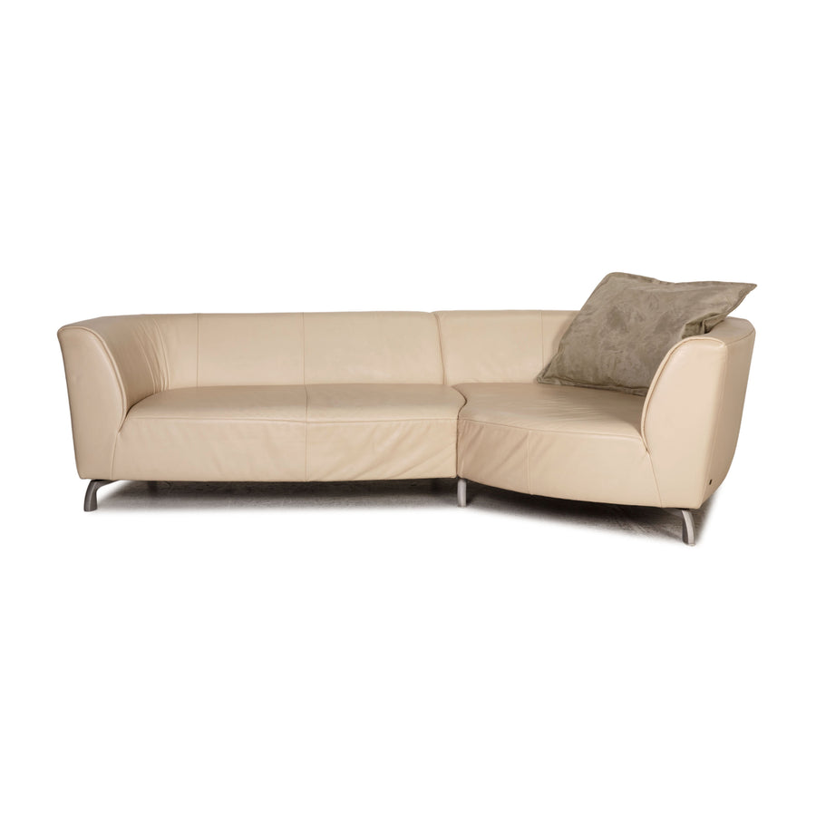 Rolf Benz Onda Leder Sofa Creme Viersitzer Couch