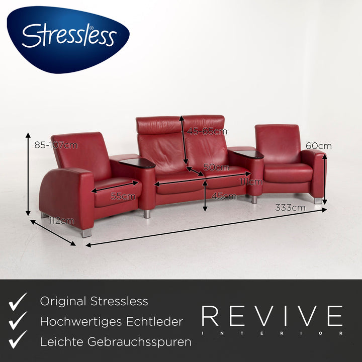 Stressless Arion Leder Sofa Rot Viersitzer Funktion Homekino #12623