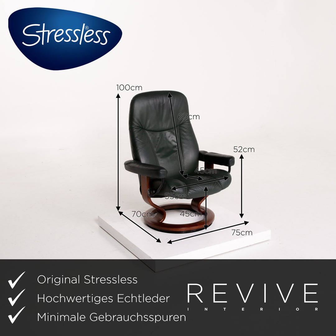 Stressless Consul Leather Chair Green Dark Green Relax Chair Function Relax Function #13828