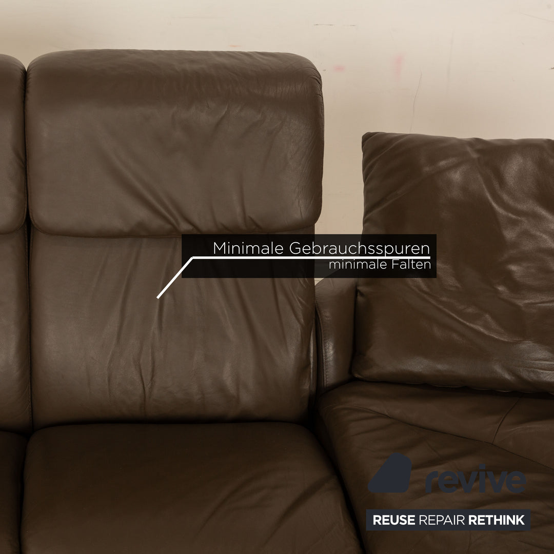 Stressless Paradise Leder Sofa Braun Taupe Dreisitzer