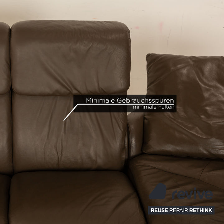 Stressless Paradise Leder Sofa Braun Taupe Dreisitzer