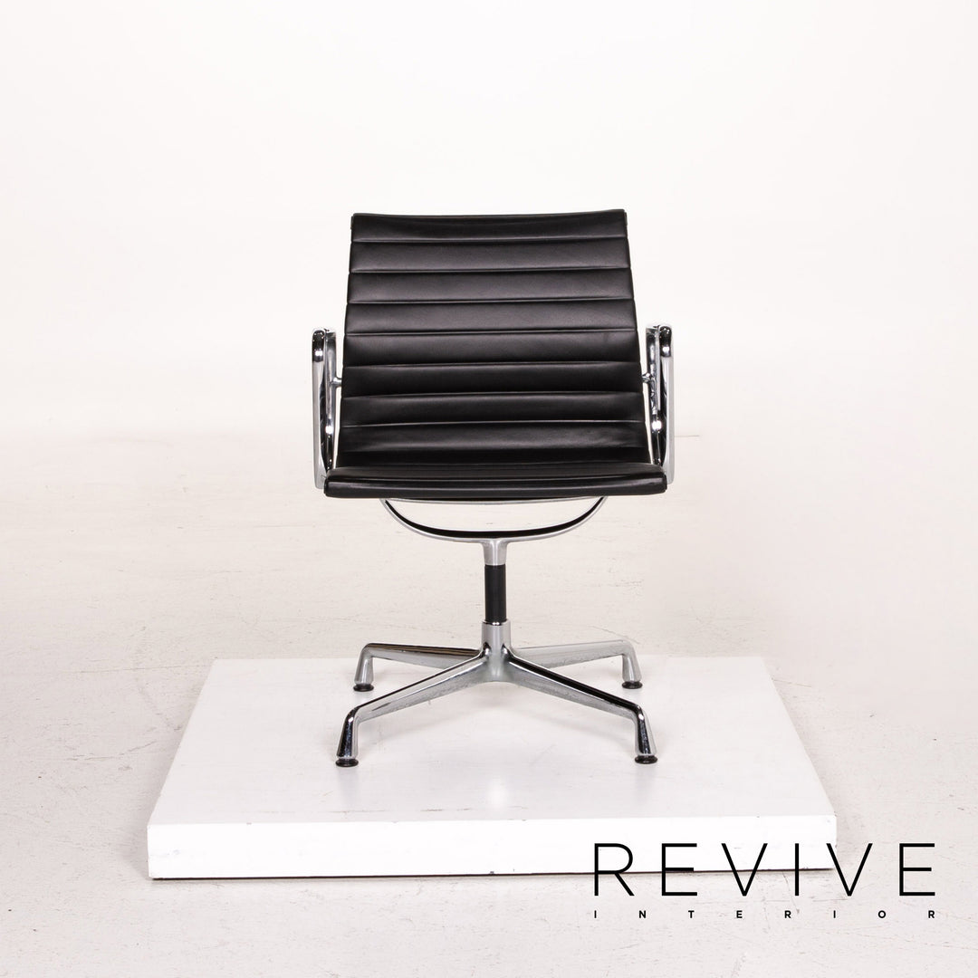 Vitra EA 108 leather aluminum chair set dark brown 2x armchair #15036