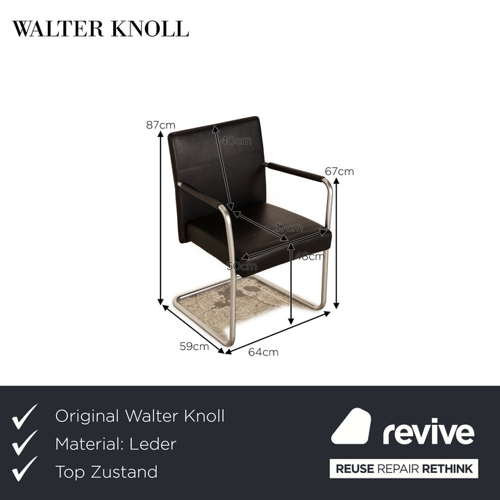 Walter Knoll Jason Lite Stuhl Leder Schwarz inkl. Armlehnen Esszimmer