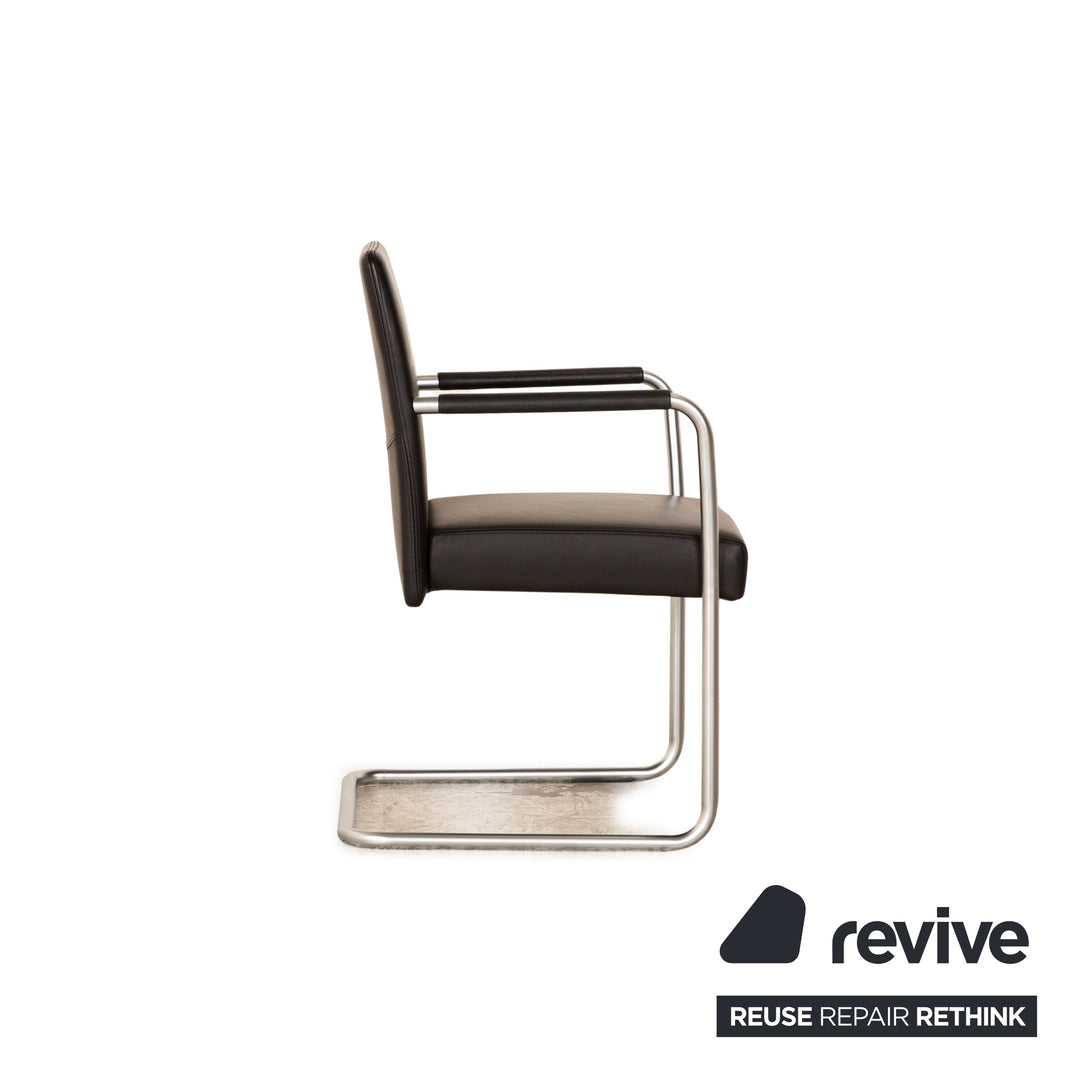 Walter Knoll Jason Lite Stuhl Leder Schwarz inkl. Armlehnen Esszimmer