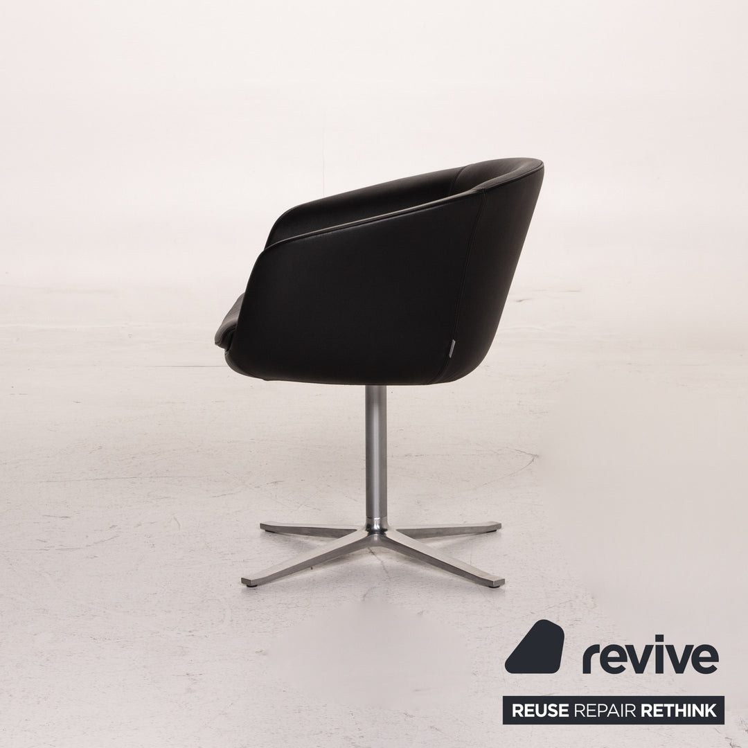 Walter Knoll Fauteuil en cuir Chaise noire #15598