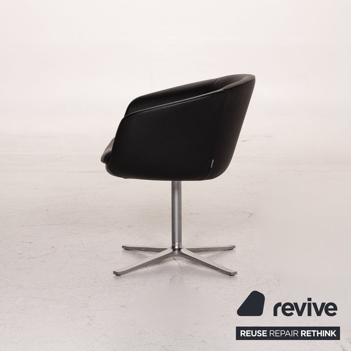 Walter Knoll Fauteuil en cuir Chaise noire #15598