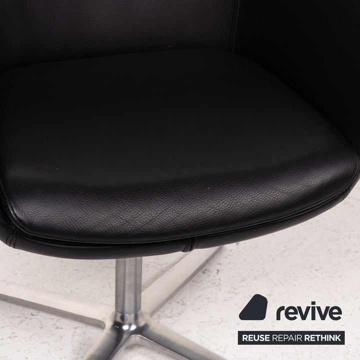 Walter Knoll Fauteuil en cuir Chaise noire #15598