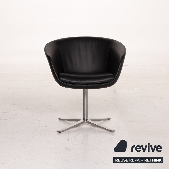 Walter Knoll Fauteuil en cuir Chaise noire #15598