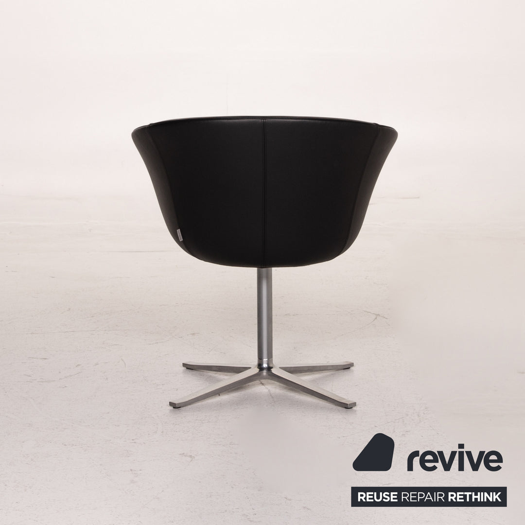 Walter Knoll Fauteuil en cuir Chaise noire #15598