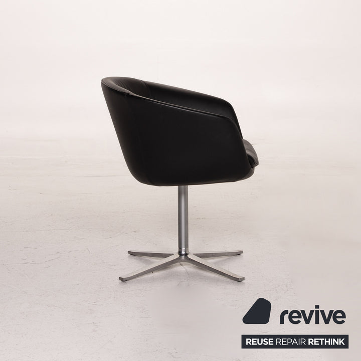 Walter Knoll Fauteuil en cuir Chaise noire #15598