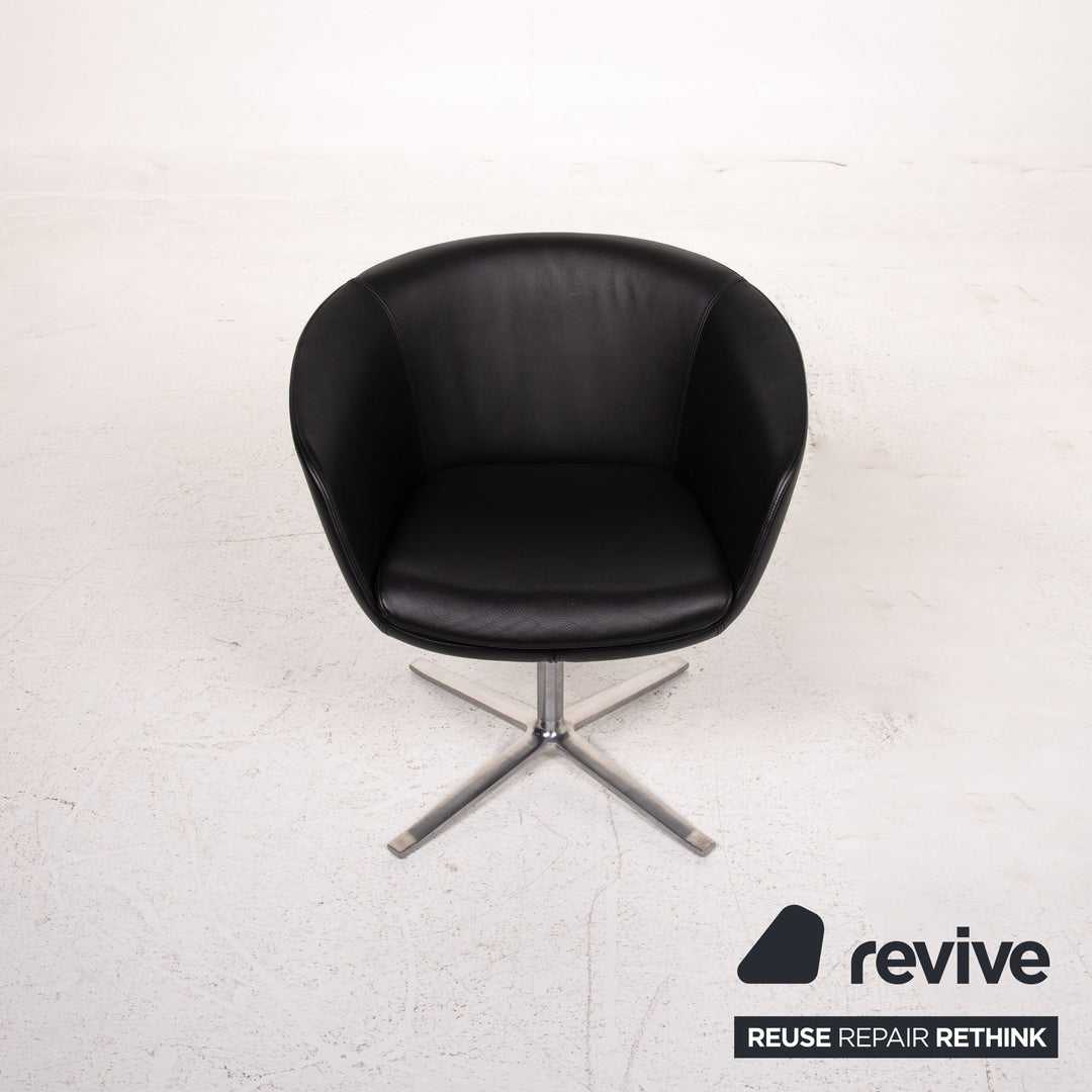 Walter Knoll Fauteuil en cuir Chaise noire #15598