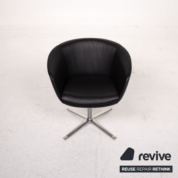 Walter Knoll Fauteuil en cuir Chaise noire #15598