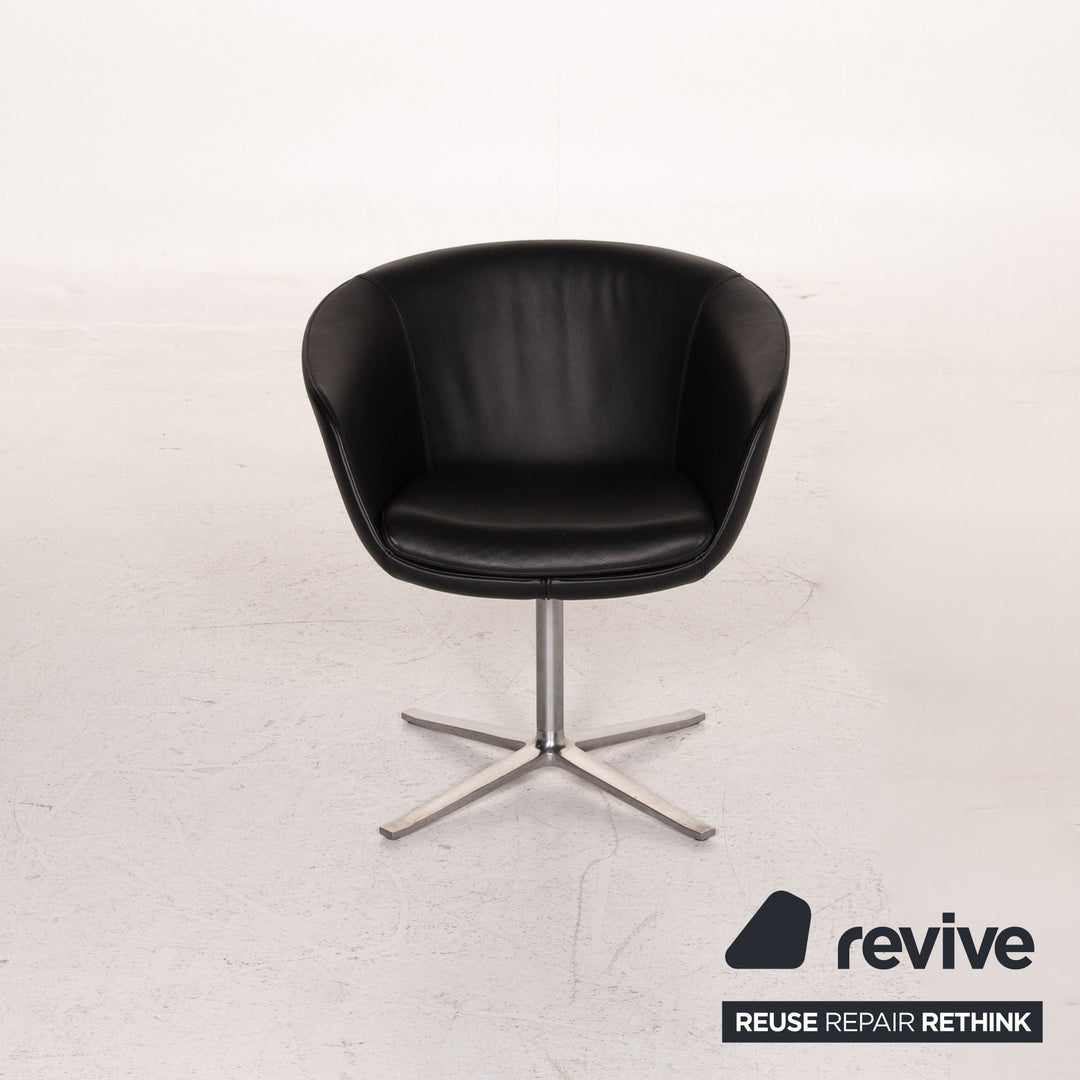 Walter Knoll Fauteuil en cuir Chaise noire #15598