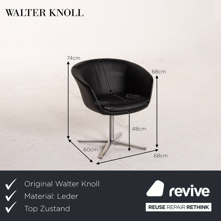 Walter Knoll Fauteuil en cuir Chaise noire #15598