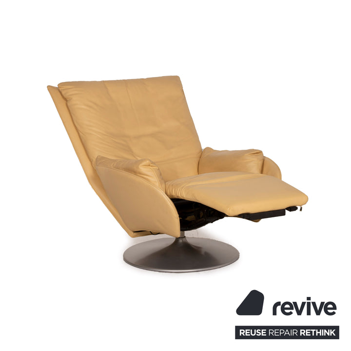 WK Wohnen leather armchair yellow relaxation function