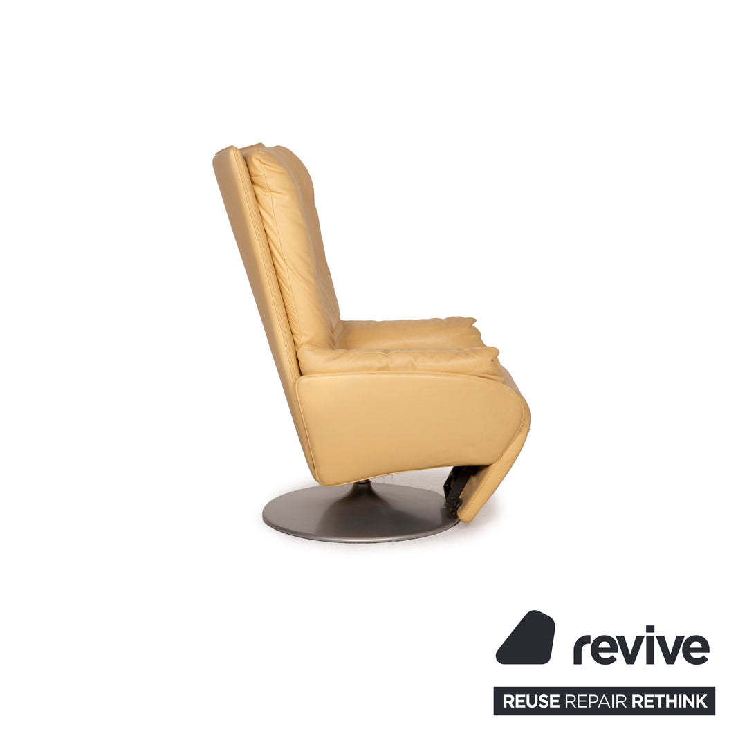 WK Wohnen leather armchair yellow relaxation function