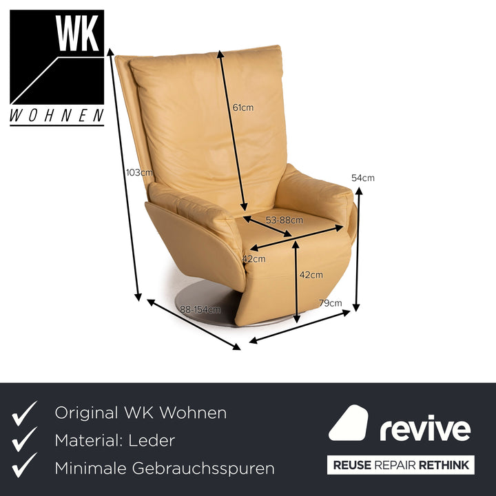 WK Wohnen leather armchair yellow relaxation function