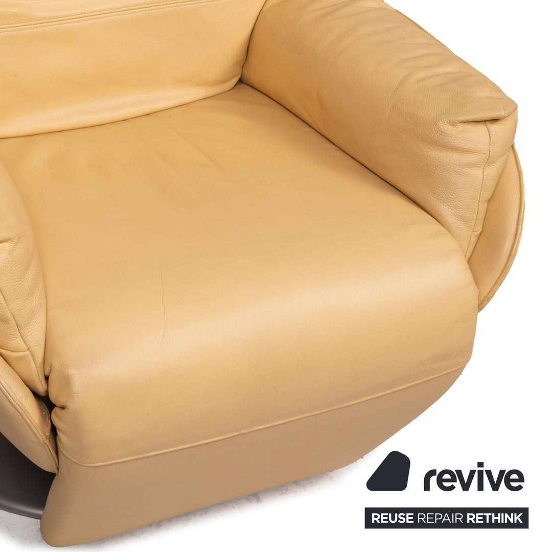 WK Wohnen leather armchair yellow relaxation function