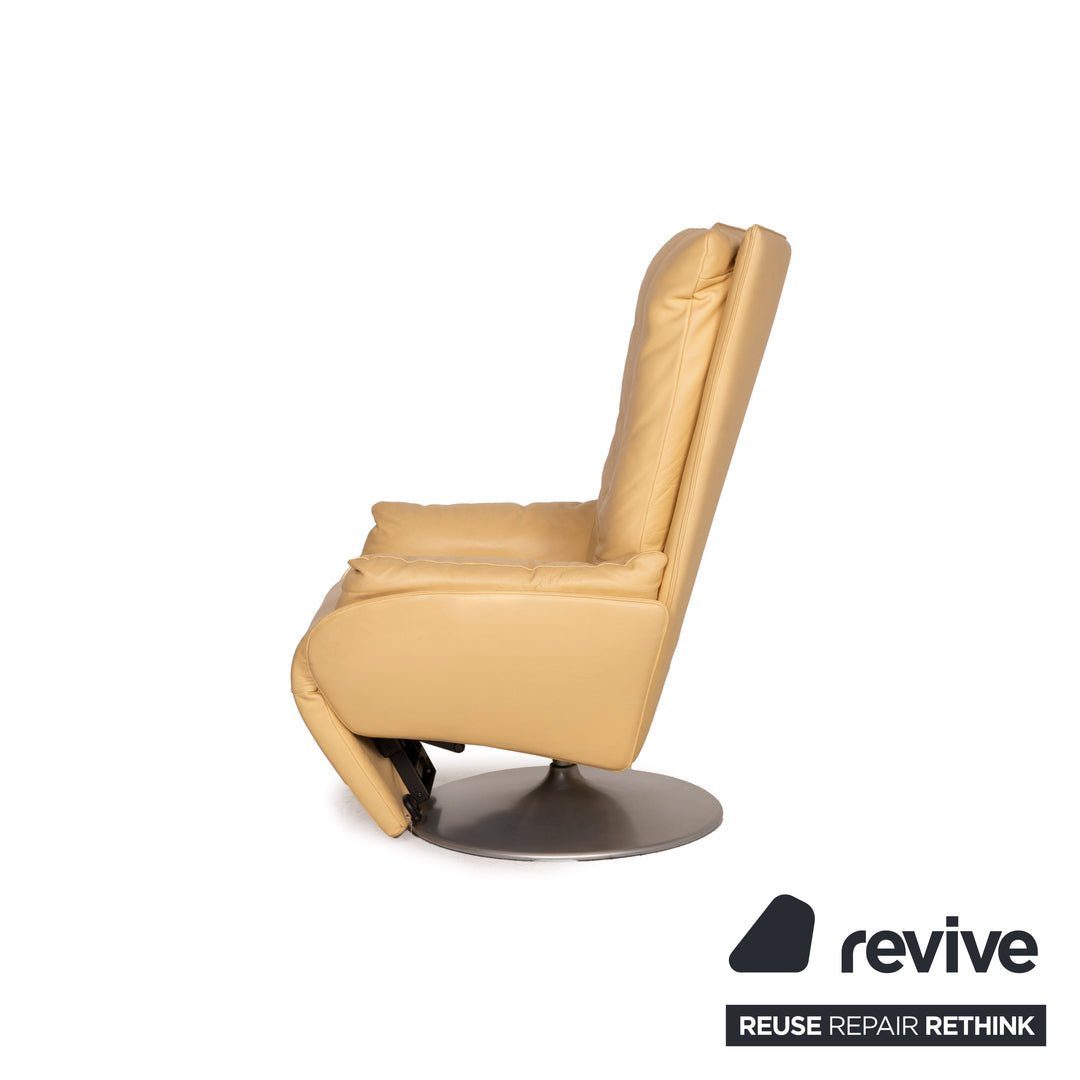 WK Wohnen leather armchair yellow relaxation function
