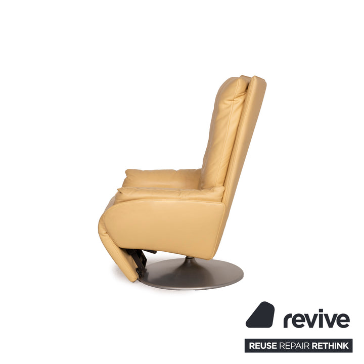 WK Wohnen leather armchair yellow relaxation function