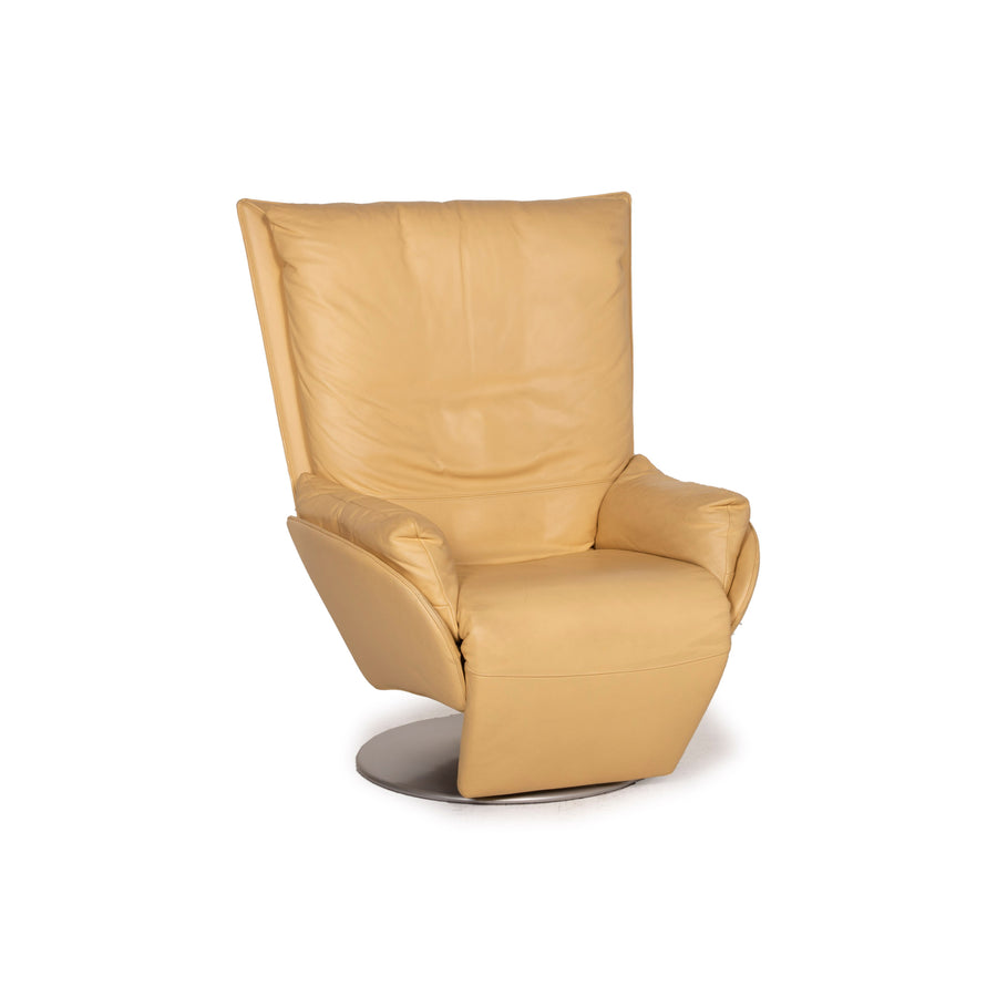 WK Wohnen leather armchair yellow relaxation function
