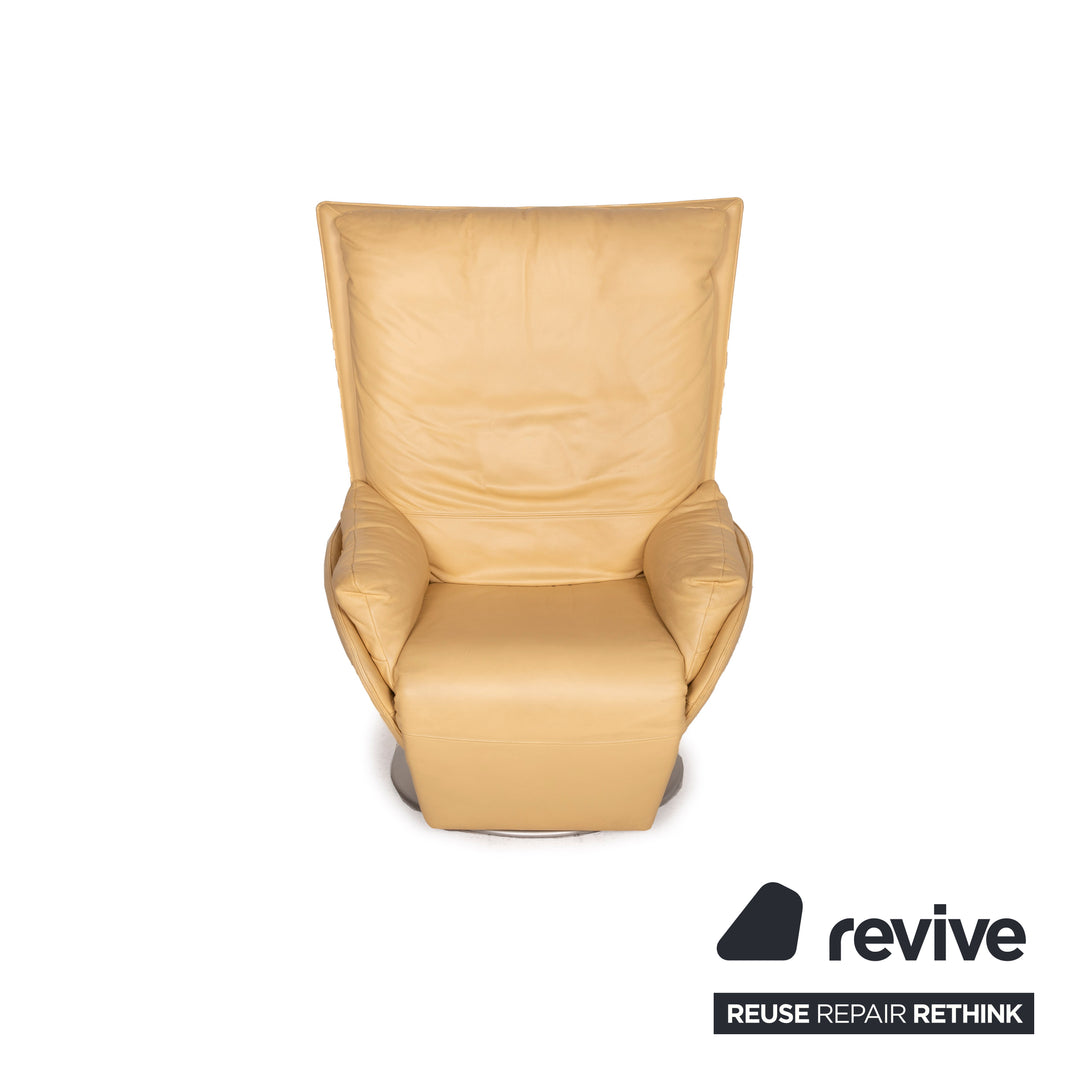 WK Wohnen leather armchair yellow relaxation function
