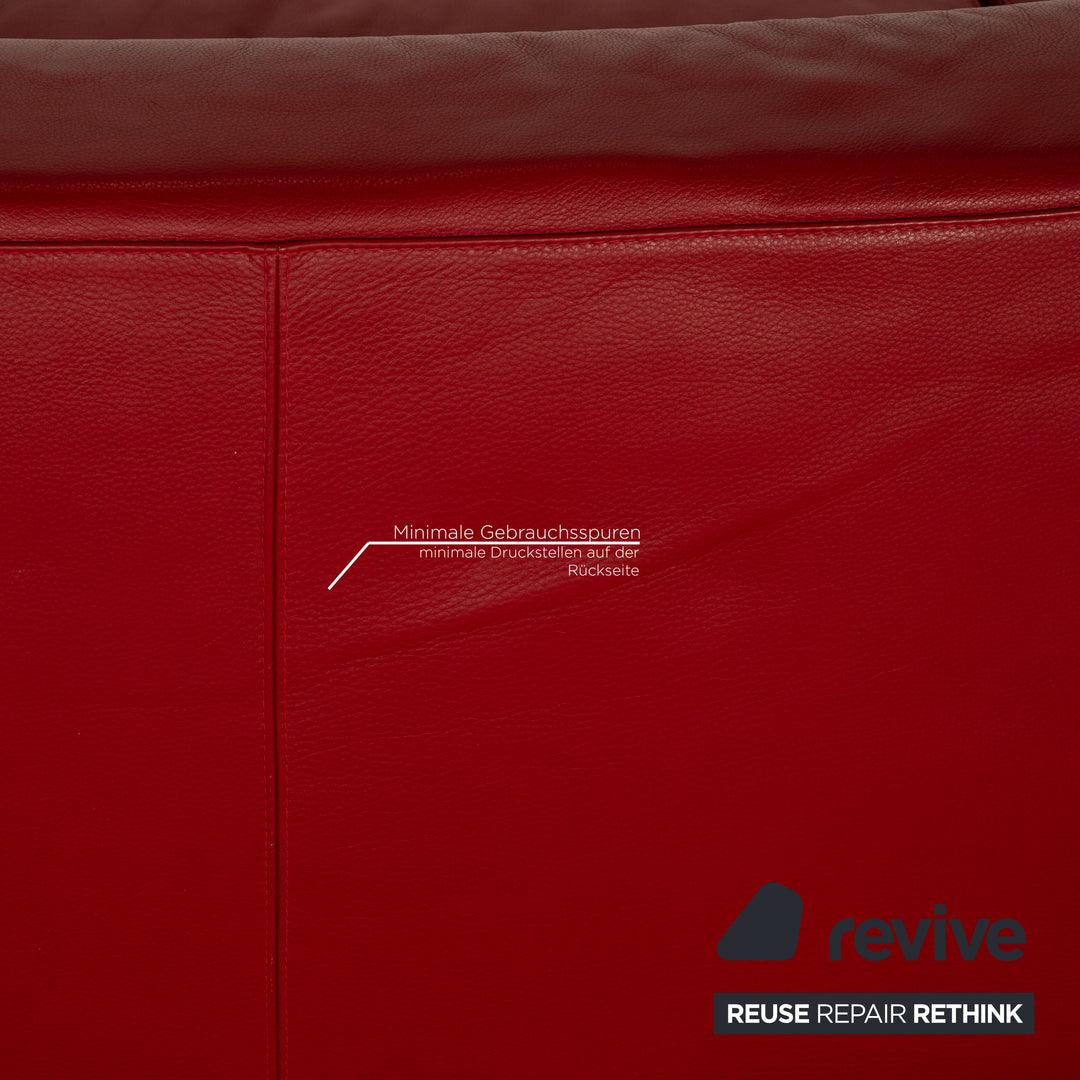 WK living leather sofa red three-seater couch