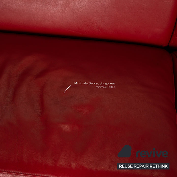 WK living leather sofa red three-seater couch