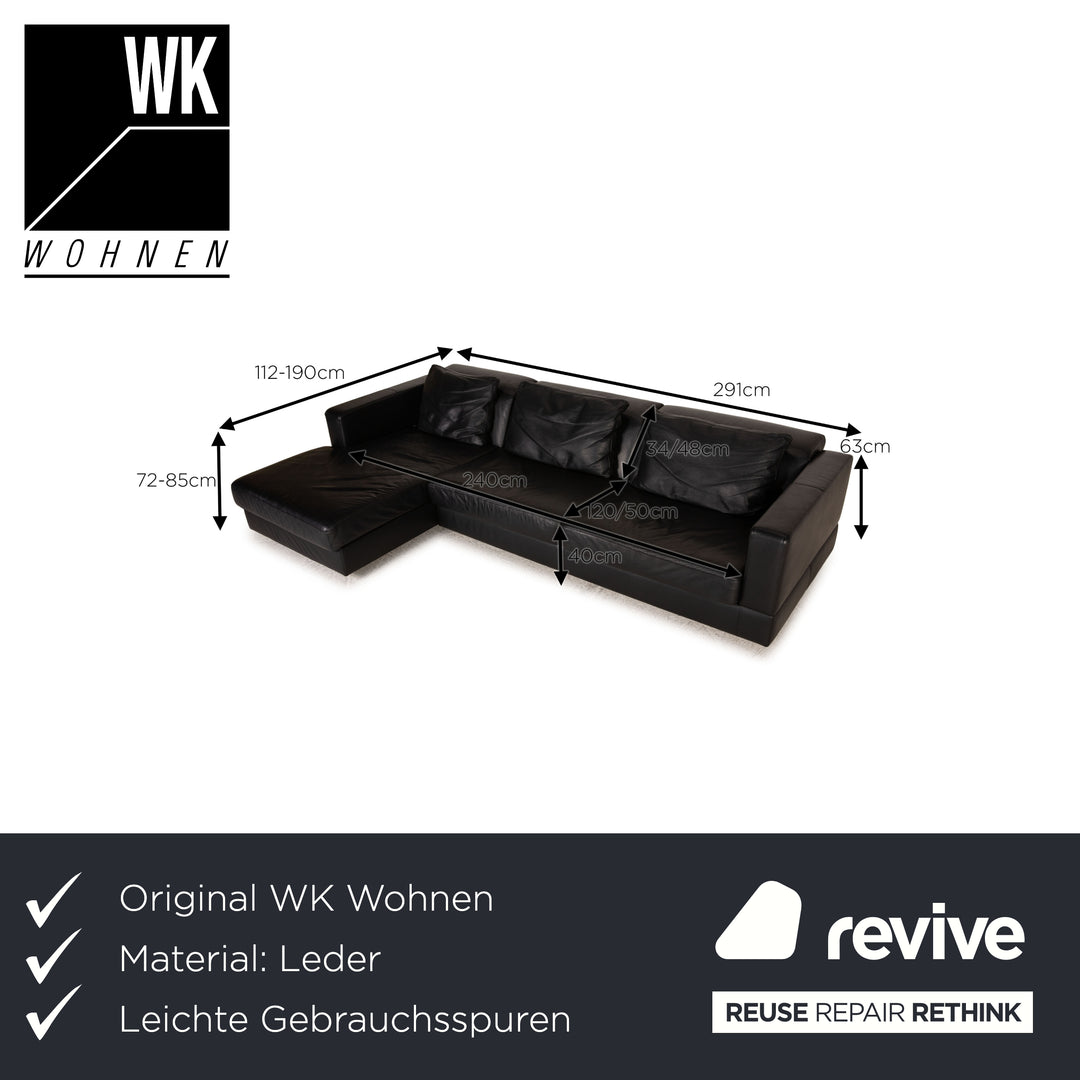 WK Wohnen leather sofa black corner sofa couch