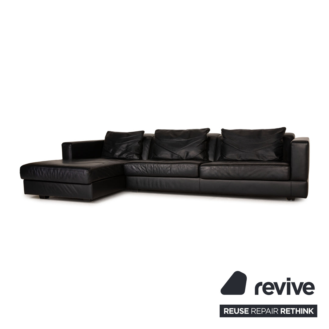 WK Wohnen leather sofa black corner sofa couch