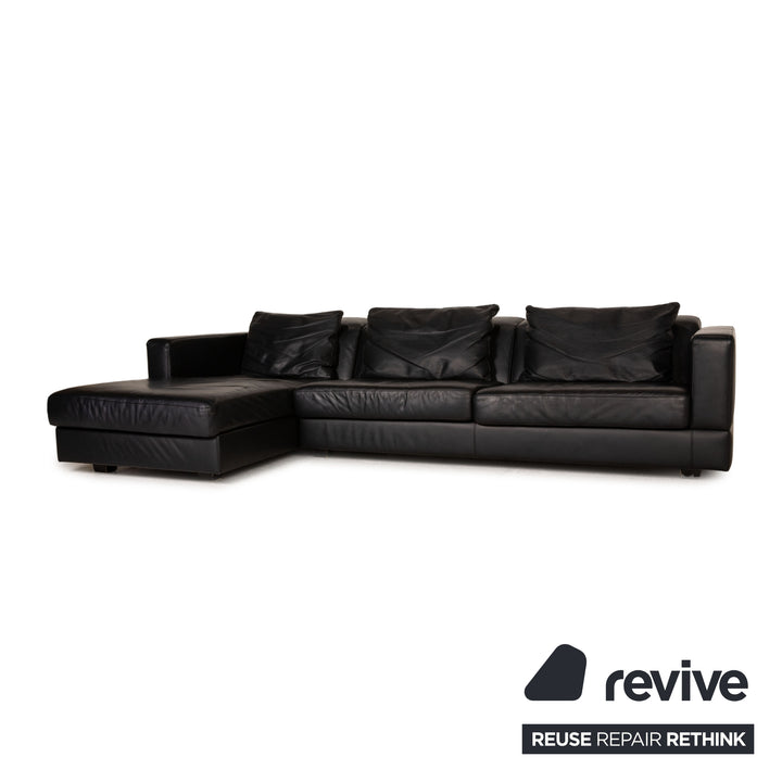 WK Wohnen leather sofa black corner sofa couch
