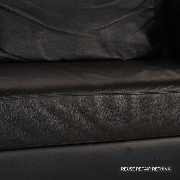 WK Wohnen leather sofa black corner sofa couch