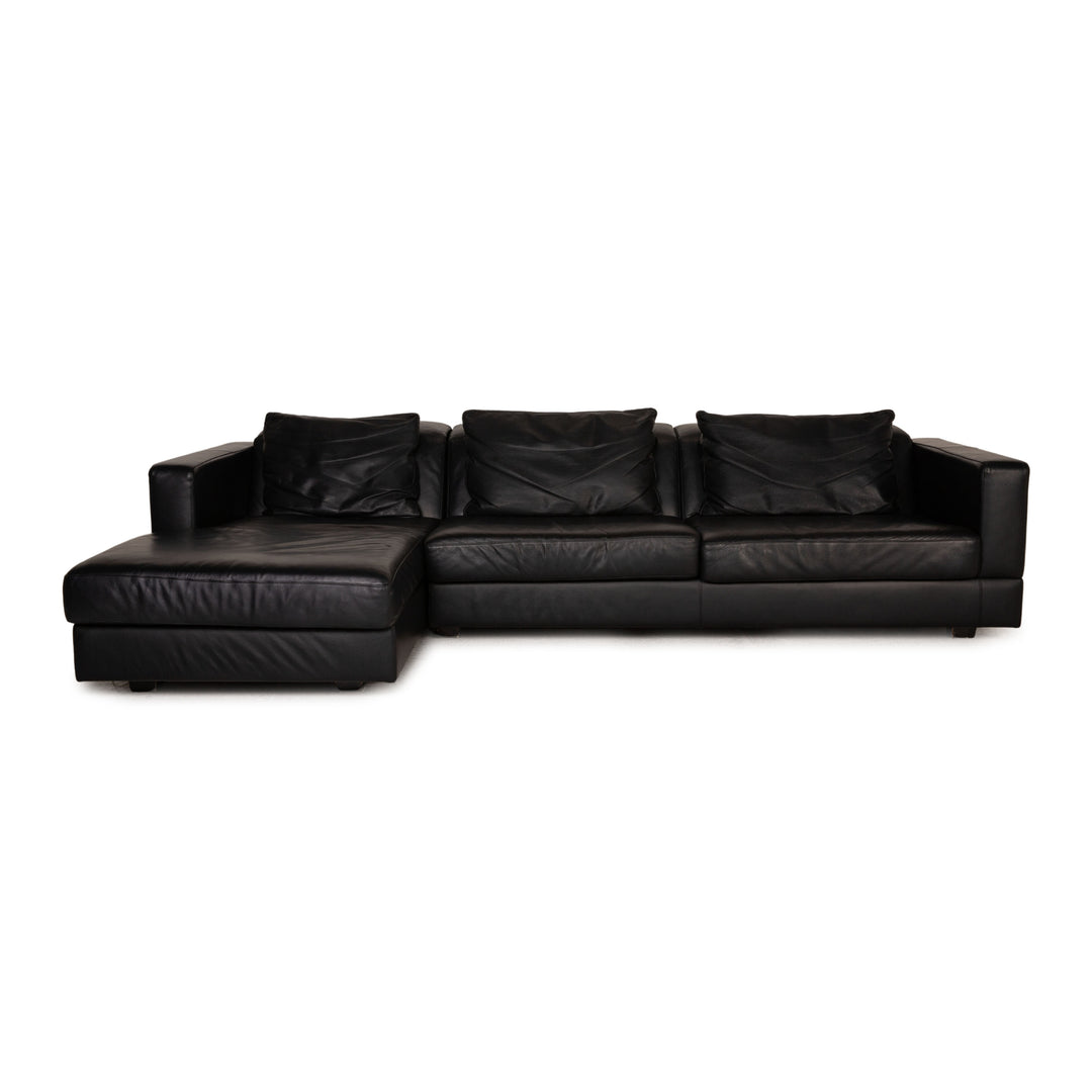 WK Wohnen leather sofa black corner sofa couch