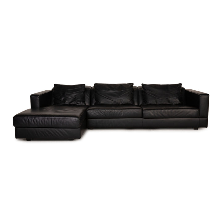 WK Wohnen leather sofa black corner sofa couch