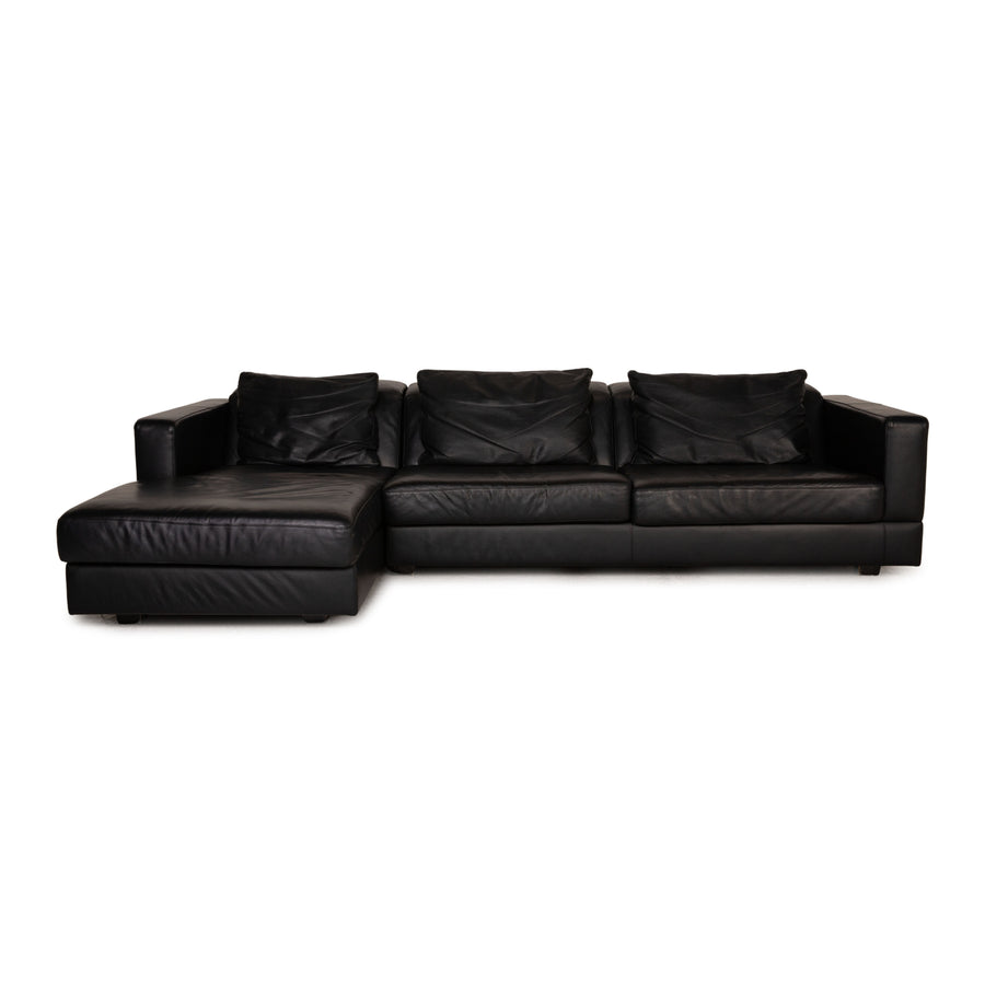 WK Wohnen leather sofa black corner sofa couch