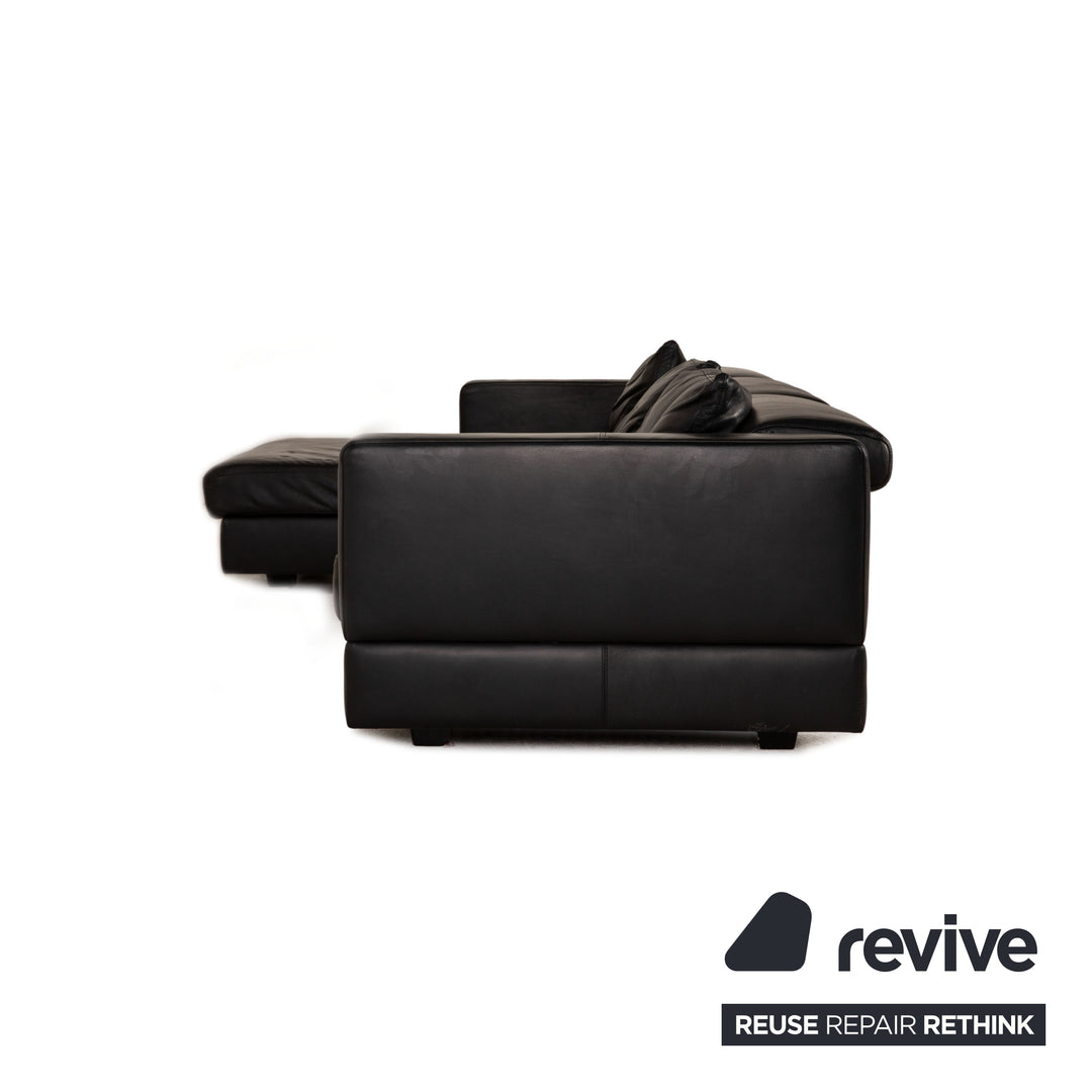 WK Wohnen leather sofa black corner sofa couch