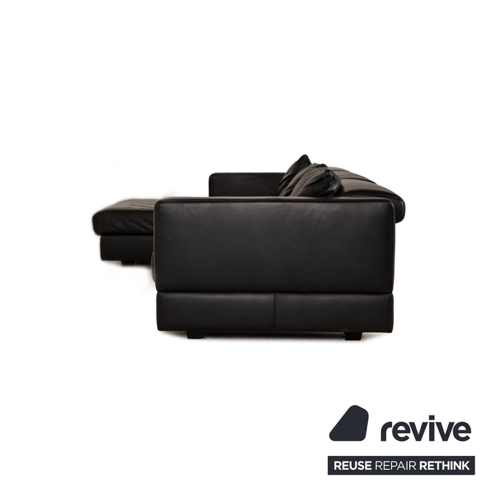 WK Wohnen leather sofa black corner sofa couch