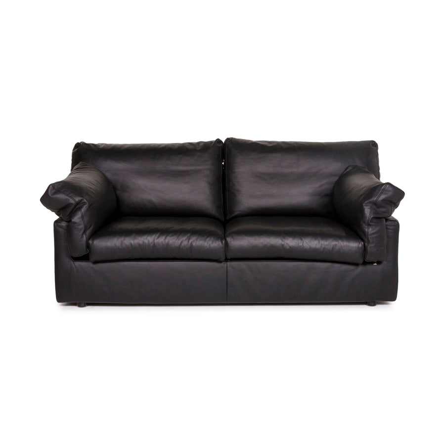 WK Wohnen leather sofa black two-seater couch #12290