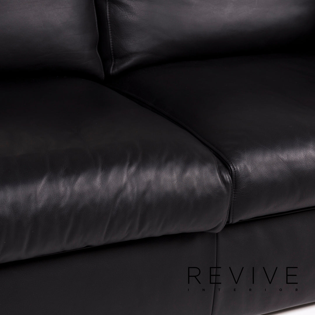 WK Wohnen leather sofa black two-seater couch #12290