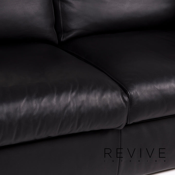 WK Wohnen leather sofa black two-seater couch #12290